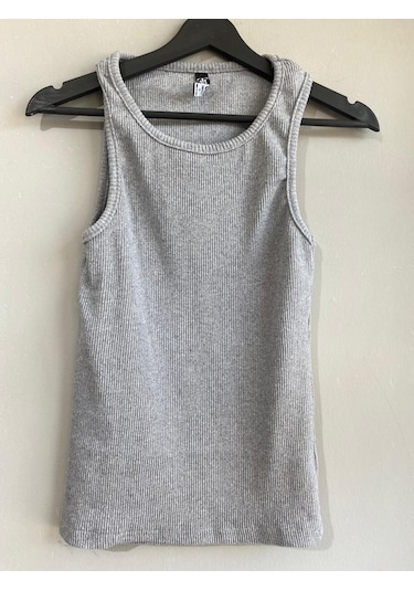 Martino Butik Unisex Likralı Fitilli Gri Atlet Gri