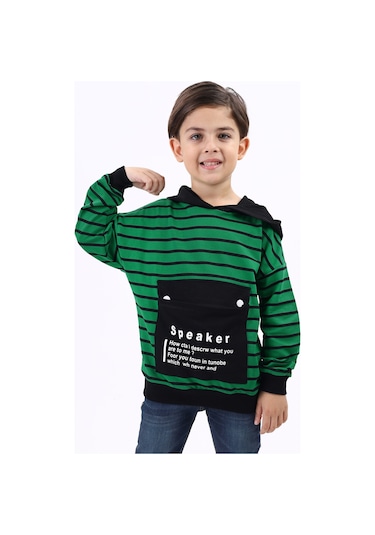 Toontoy Erkek Çocuk Speaker Baskılı Sweatshirt Çimen Yeşili