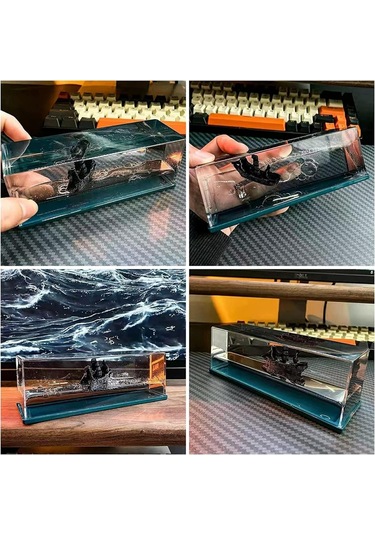 Dekoratif Batmayan Renkli Sulu Korsan Gemisi Figürlü Akvaryum İçinde