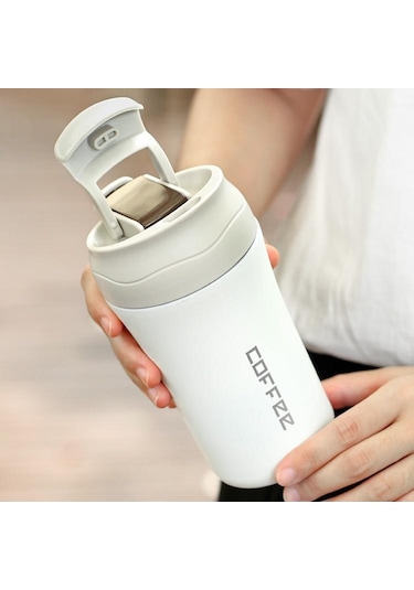 Yeşil 400 Ml Çift Paslanmaz Çelik 304 Kahve Kupa Sızdırmaz Termos Seyahat Termos Kupa Thermosmug Su Şişesi Hediyeler Için