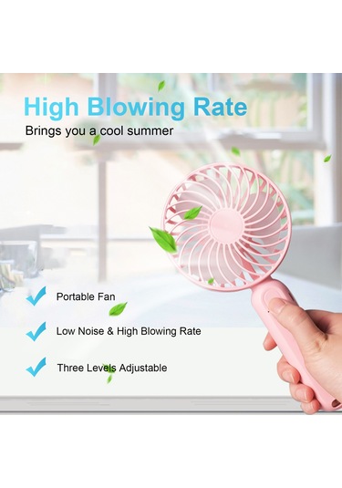 Jeehugo Usb Şarj Edilebilir Elden Tutulan Mini Fan, 3 Seviye Rüzgar Hızı, Taşınabilir, Pil İçeren, Beyaz