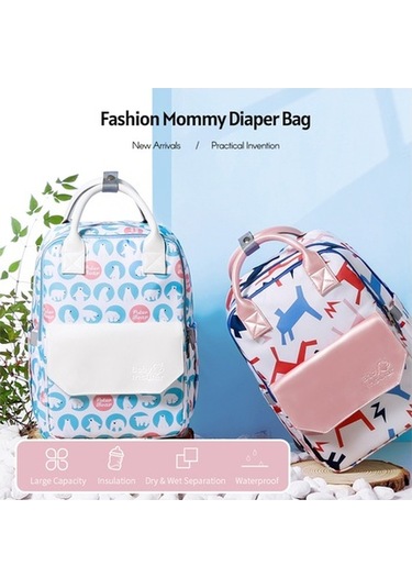Novahub Moveevo Insular Çok Fonksiyonlu Bebek Bezi Çantası, Outdoor Su Geçirmez, Geniş Kapasite, Puset Askılı, 3 Termal Biberon Cebi Çok Renkli