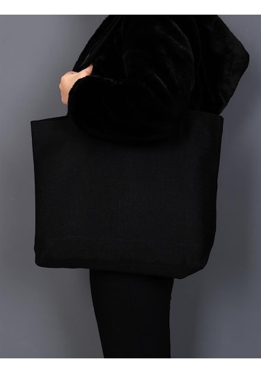 Keten Görünümlü Körüklü Kadın Kol Ve Omuz Çantası Siyah-1411