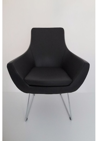 Fahren Siyah Deri Rahat Küçük Ofis Lobi Bekleme Koltuğu