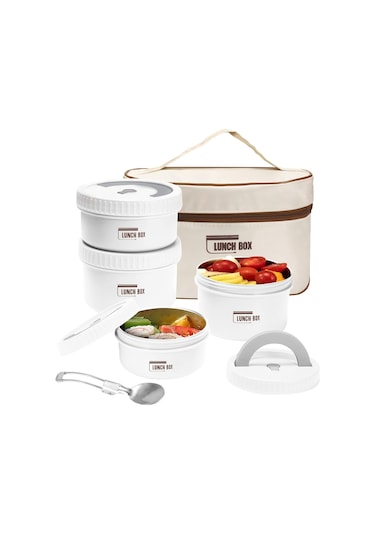 Paslanmaz Çelik Öğle Yemeği Kutusu 4 Parça ve Termal Çanta