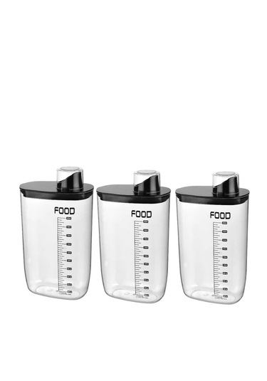 3 Lü Çok Amaçlı Erzak Kabı 2100 Ml Siyah