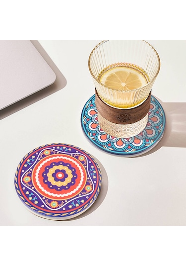 İçecekler İçin Bardak Altlıkları, Ahşap Masa İçin 8 Adet Emici Taş Bardak Altlıkları Çok Renkli