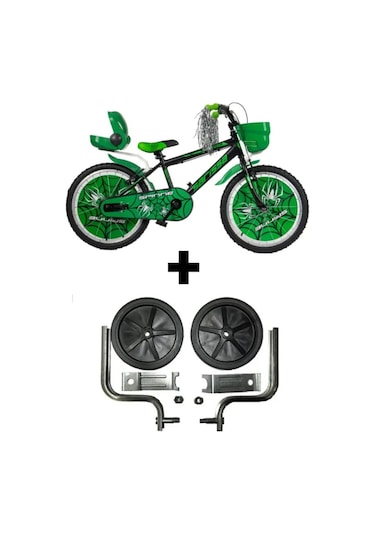 Sarissa Spinne 20 Jant 6 Ve 10 Yaş Çocuk Bisikleti Yeşil + Yan Destek Tekeri Yeşil
