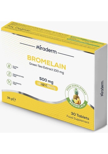 Miraderm Pharma Miraderm Bromelain 500mg 30 Tablet