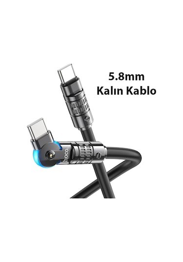 Hoco U118 Döner Başlıklı Type-c To Type-c 60w Hızlı Şarj Ve Veri Kablosu