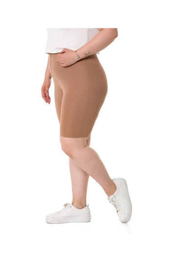 Büyük Beden Beli Lastikli Diz Üstü Vizon Bayan Tayt-vizon Vizon