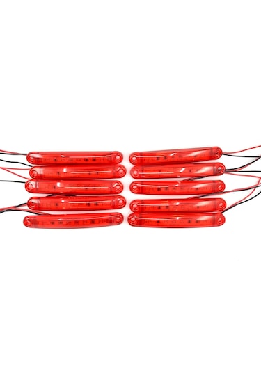 10 Adet Kırmızı Parmak Lamba 9 Led 12v 24v