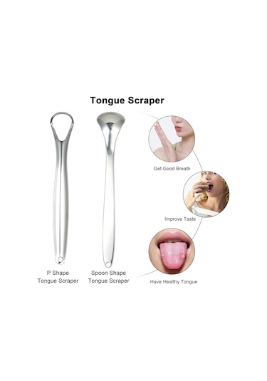 Moveevo Paslanmaz Çelik 5'li Ağız Bakım Seti - Dil Kazıyıcı, Ayna Ve Diş İpi Dahil