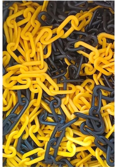 6 Mm Plastik Zincir 1 Metre Sarı-Siyah Şeritli Mfk