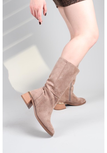 Faye Süet Yarım Çizme Vizon-8553 Vizon