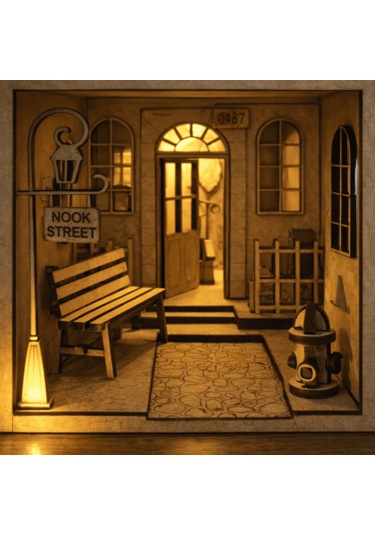 Magic Book Nook Ahşap Maket Seti 2 Katlı Peri Led'li Kitaplık Dekoru Dıy