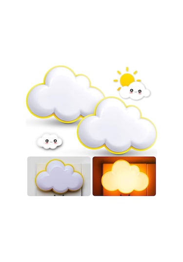2'li Paket Led Gece Lambası Bulut Yumuşak Işık Sarı