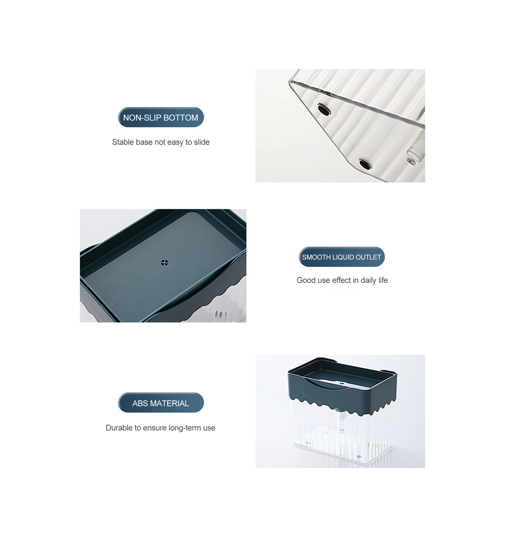 Youmex Küçük Mekanlar İçin Abssponge Tutuculu Sabun Dağıtıcı - Büyük Kapasiteli, Kolay Doldurulabilir, Ev Ve Restoranlarda Kullanım Koyu Gri