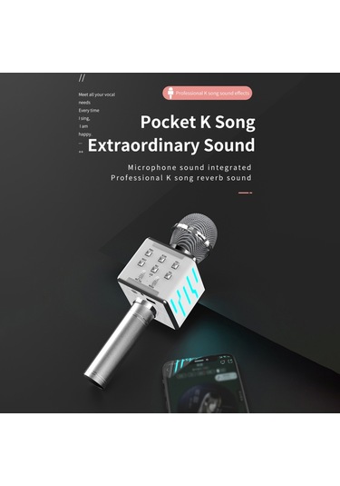 Mufunye Mavi Karaoke Bluetooth Mikrofon, Kablosuz Mikrofon Ds868