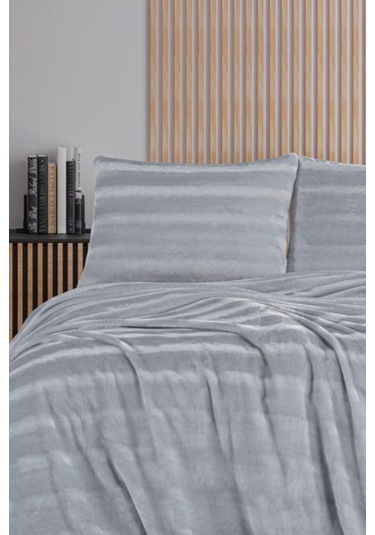 Cozy Grı Çift Kişilik Battaniye Takımı Gri