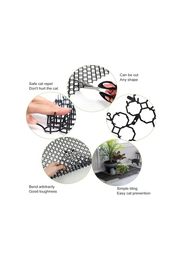 Vkemall Kedi Engelleme Matı, Plastik Tikanlı, Kedi Yatağı/kanepe Koruyucu, Kesilebilir, Esnek Konumlandırma, Siyah, 20x40 Cm