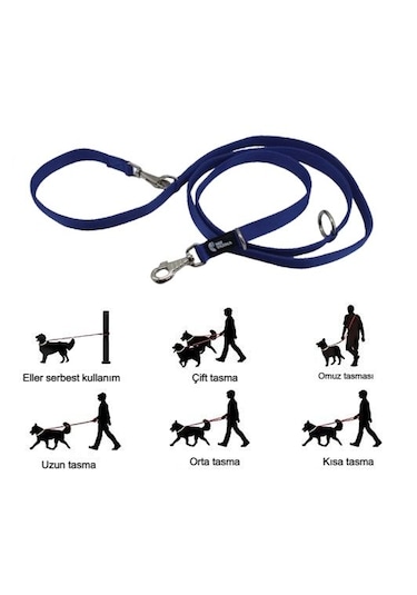 Çok Amaçlı Ayarlanabilir Köpek Gezdirme İpi Tasması Mavi