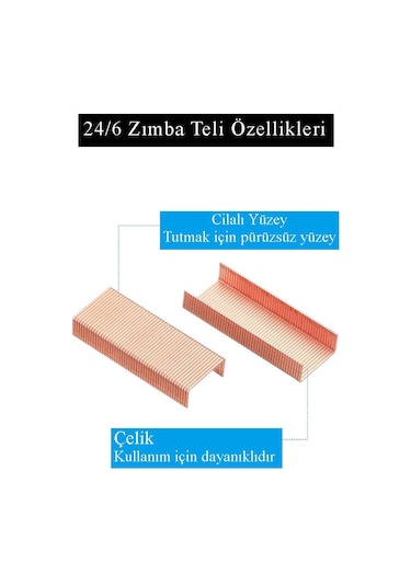 Zımba Teli 24/6 Bakır 1000 Lik 8 Paket Büyük Delta Zımba Teli Sarı 30 Yaprak Zımbalama Kapasiteli Büro Ofis Okul