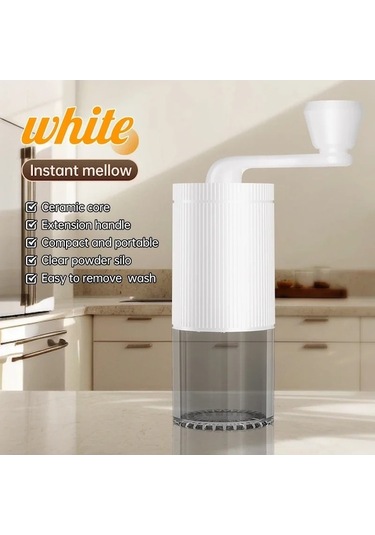 Trendooze Çok Fonksiyonlu El Krank Kahve İnce Öğütücü, Mini Beyaz-siyah Beyaz - Siyah