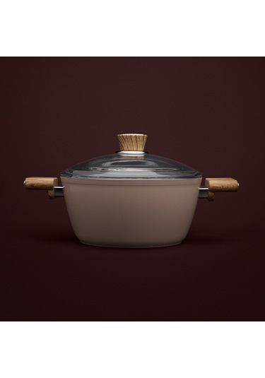 Hisar Cera-ten Seramik Derin Tencere 24 Cm Ahşap Bej