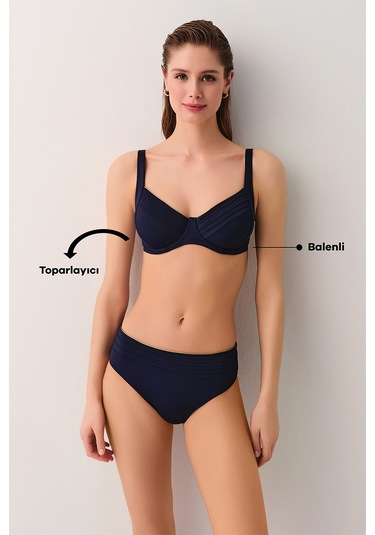 Suwen Pipe Balenli Toparlayıcı Aksesuarlı Bikini Üst Sbn25994c303 Lacivert