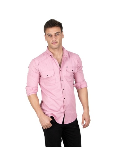 Deepsea Erkek Pembe Fitilli Çıtçıtlı Kot Gömlek 300421 Pembe