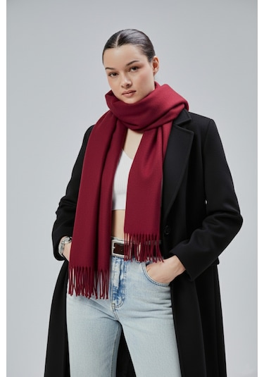 Derikem Kadın Yumuşak Dokulu Akrilik Basic Kışlık Şal Bordo