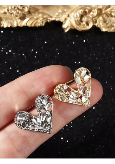 Olfil Broş-mini Kalp Kristal Işıltı Minimalizm 264864984 Gri