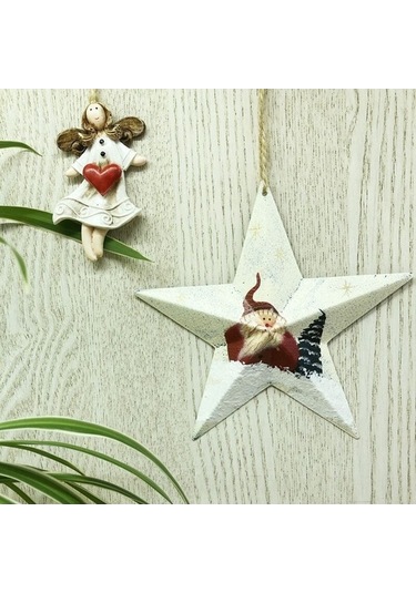 Fortunelane 4 Adet Zarif Noel Baba, Kardan Adam Süsle, Yıldız Kolye, Ağaç Süsleri, Party Dekorasyonu