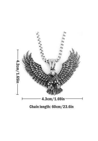 Erkek Vintage Uçan Kartal Kolye Kolye Manevi Takı Gümüş