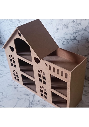 Hobi Adn Oyuncak Ev 3 Katlı Windows Penceri Model Ahşap Mdf Ham El Yapım