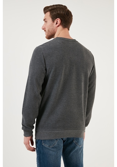 Buratti Pamuklu Regular Fit Bisiklet Yaka Erkek Sweat 5905041 Gri Melanj