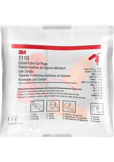 Mmm1110 Kablolu Köpük Kulaklıkları, İşitme Koruma 1110 500/case