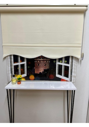 Mat Krem Dilimli Stor Perde Krem