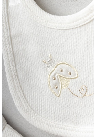 Bebitof 10parça Sevimli Uğur Böceği Desenli Kutulu Yenidoğan Hastane Çıkışı Ekru