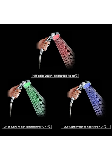Yifomall Led Isı Algılayan 3 Renkli, Tek Fonksiyonlu, Su Akışı İle Çalışan, Basit Durdurma Düğmeli, G1/2 Bağlantılı El Tutulu Duş Başkanı Diğer