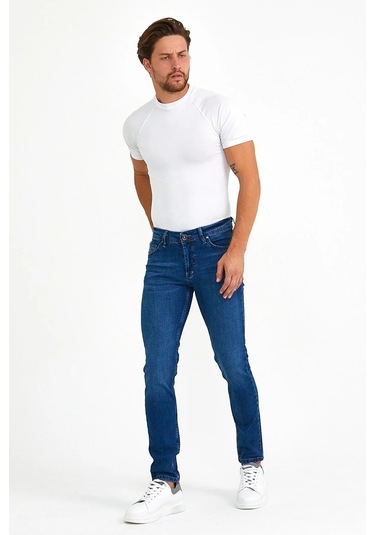 Digital Jeans Erkek Slim Fit Dar Kesim Dar Paça Kot Panto Koyu Mavi Açık Gri