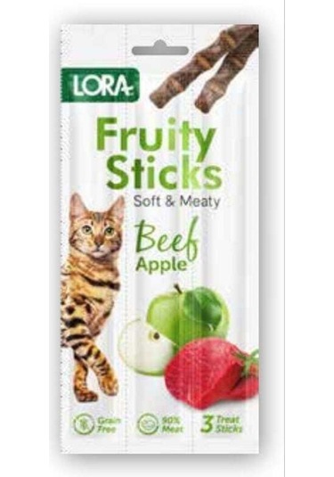 Lora Fruity Sticks Biftekli & Elmalı Kedi Ödül Çubuğu 2'li 3 x 5 G