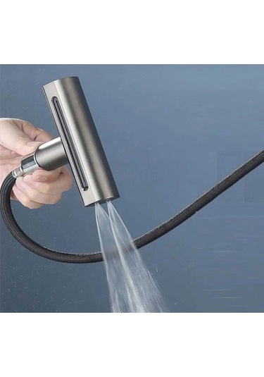 Boheme Fleko Çok Modlu Spiralli Mutfak Evye Bataryası Şelale Yağmurlama Fonksiyonel Antrasit