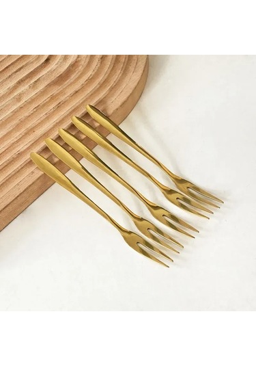 Fosenze 13 Cm Gümüş Renkli Paslanmaz Çelik 5'li Salata Çatalı Seti - Ev Ve Restoran Kullanıma Uygun Hafif Ve Dayanıklı Altın