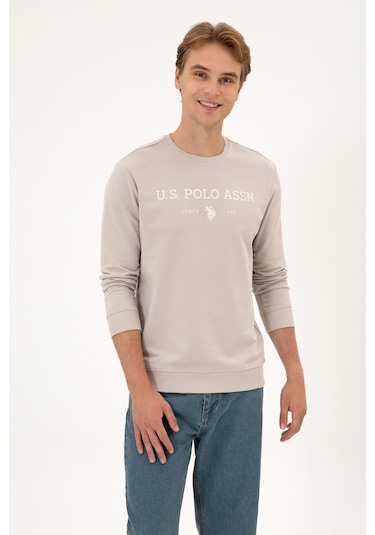 U.S. Polo Assn. Erkek Regular Fit Bisiklet Yaka Taş İnce Basic Sweatshirt 50313743-VR049 U.S. Polo Assn. Erkek Regular Fit Bisiklet Yaka Taş İnce Basic Sweatshirt 50313743-VR049