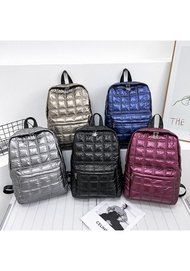 Dancemonkey Uzay Ultra Siyah Sırt Sırt Okul Kızlar Kış Kapitone Kadınlar Kadın Kadın Için Hafif Genç Ekose Çantası Çantaları Çanta Aşağı Vs Siyah