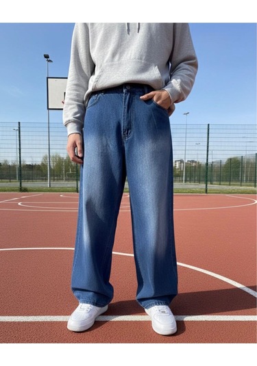 St.poll Baggy Jeans Pantolon Mavi