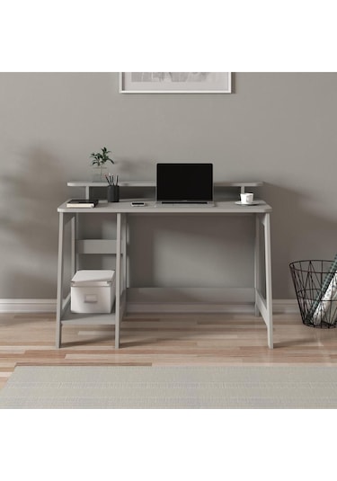 Country Ergonomik Çalışma Masası, Modern Bilgisayar Masası - Gri