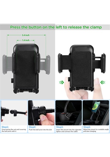 Youtek Araç Sigara Çakmaklı Telefon Tutucu, 18w Hızlı Şarj, Çift Usb, Akıllı Koruma, Abs Malzeme, Q708 Siyah